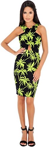 Palm Tree Print Cross Over Front Dress