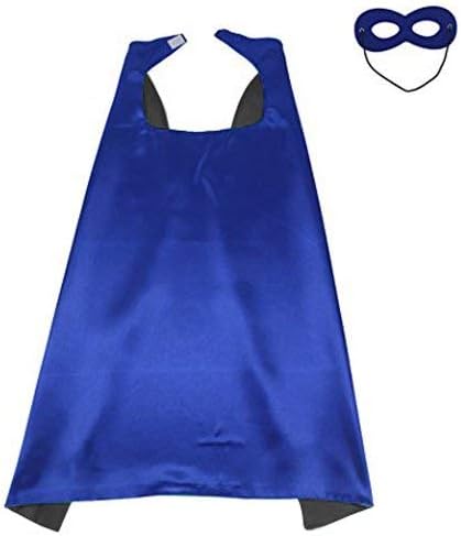 Reversible Superhero Cape+Eye Mask Halloween Costume for Kids, Adult, Men, Women