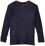 U.S. Polo Assn. Big Boys' V-Neck Thermal Pullover, Classic Navy, 10/12