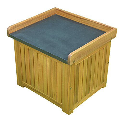 Solid Wood Storage Deck Box () Black Powder Coated Steel Top With Natural Oiled Color Finish. Weather Resistance, Assembly Required.19.69