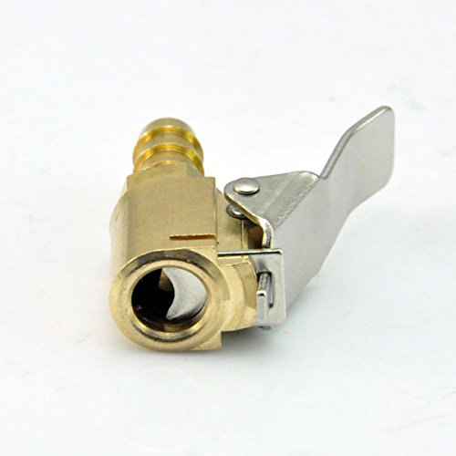 AutoEC Open Flow Air Chuck with Clip, Tire Inflator Lock-on Air Chuck - Tire Inflator Valve Connector - 6mm 1/4’’ Brass