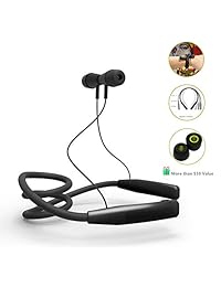 Auriculares inalámbricos Bluetooth   LAINNO Auriculares deportivos con correa para el cuello Auriculares, Diseño ajustable con correa ajustable para el cuello de 360 ??grados para todo el tamaño del cuello, Micrófono, Auriculares de espuma con memoria adi