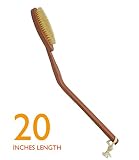 UTRAX 20'' Long Detachable Wooden Bath Brush with Curved Reach Handle Hanging Wood Shower Brush with Boar-Bristle
