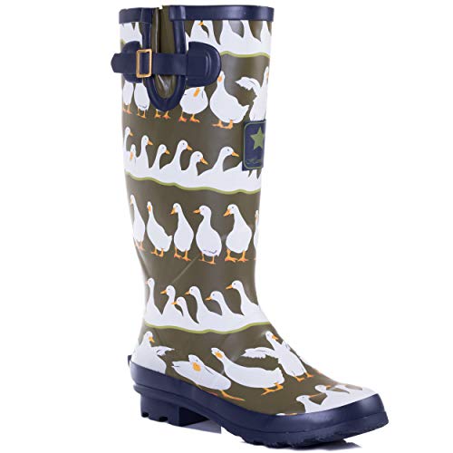 Spylovebuy Karlie Flat Festival Wellies Wellington Knee High Rain Boots