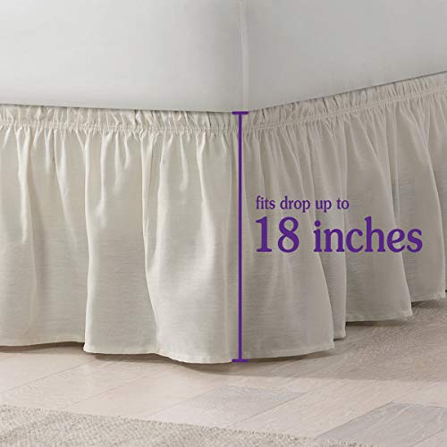 EasyFit Solid Elastic Wrap Around Bed Skirt, Easy On/Off Dust Ruffle
