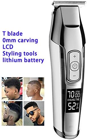 Barber Professional Hair Clipper LCD Display 0mm Baldheaded Beard Hair Trimmer for Men DIY Cutter Electric Haircut Machine,Silver