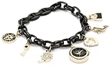 Anne Klein Women's 10/7605BKCH Swarovski Crystal Accented Black Ion-Plated and Gold-Tone Charm Watch