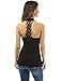 PattyBoutik Women Crochet Lace Inset Halter Crossover Blouse (Black Small)