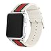 HUANLONG Compatible with Apple Watch Band, Nylon with Genuine Leather Sport Replacement Strap Wrist Band with Metal Adapter Clasp - 42mm - Red/Green/White