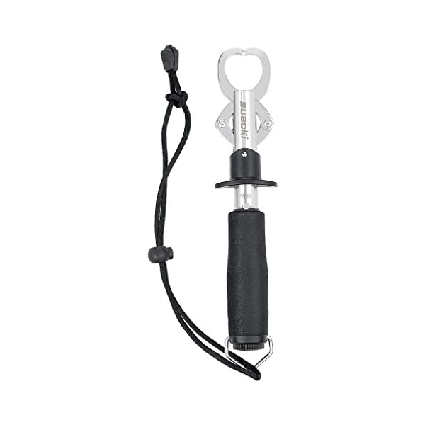 Suaoki-Stainless-Steel-Fish-Lip-Gripper-Grabber-Grip-Two-sided-Trigger-Tool-Fish-Holder-with-Scale-Max-33-lbs-15kg-EVA-Foam-Handle-Adjustable-lanyard