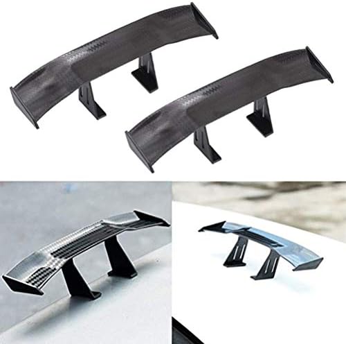 Kayueti 2 Pcs Universal Car Mini Spoiler Wing Small Model Carbon Fiber Auto Car Tail Decoration Spoiler Wing Accessories Car-Styling