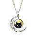 Womens Horrify Black Cat Bracelet Carve Hollow Arch Moon Necklace Fine Jewelry Sets Great Gift