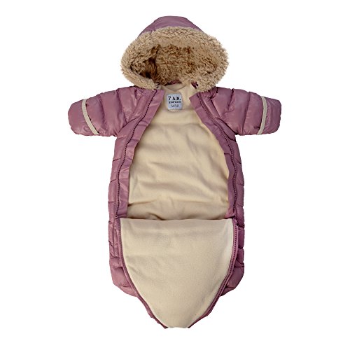 7AM Enfant Doudoune One Piece Infant Snowsuit Bunting, Lilac, Small - Thumbnail 3