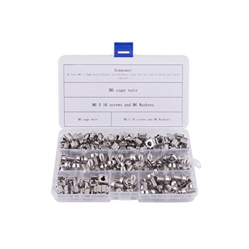 Eowpower 60 Sets M6 x 16mm Screw Washer and Hardware Cage Nut for Server Rack and shelf Cabinet - Thumbnail 3