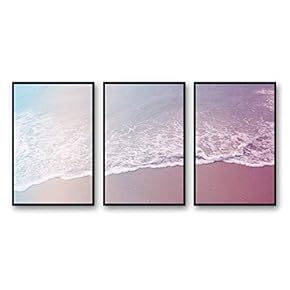 Framed Canvas Wall Art for Living Room, Bedroom Ocean Sea Beach Canvas Prints for Modern Home Decoration Ready to Hang - 16"x24"x3 Panels