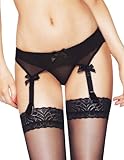 Mio Classic Women's Lovely Black Sexy Garter Mesh Suspender Belt PPP-5B