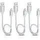 iSeekerKit Short Micro USB Cable 1Ft Nylon Braided Fast USB Charging Cord Compatible for External Battery Charger, Samsung, HTC, LG, Android and More [3 Pack] (Black)