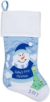 20” Baby’s First Christmas Snowman Stocking, Boy