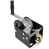 XtremepowerUS Heavy Duty Worm Gear Hand Winch Crank Strap Gear Ratchet ATV Boat Trailer Marine (2000lbs) 1-Ton Capacity 40:1