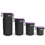 Lens Pouch Evecase Set of 4 Neoprene Pouch Bag with Soft Flush interior For DSLR Digital Camera Lens - Small / Medium / Large / X Large