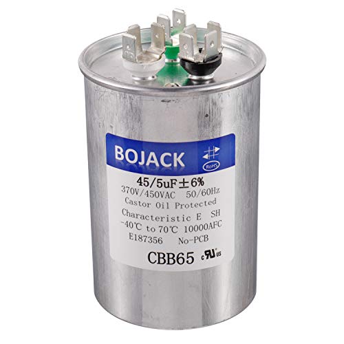 BOJACK 45+5 uF 45/5 MFD ±6% 370V/440VAC CBB65 Dual Run Circular Start Capacitor for AC Motor Run or Fan Start or Condenser Straight: Industrial & Scientific