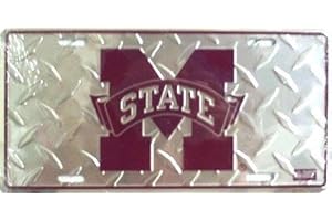 SMART BLONDE Mississippi State University Bulldogs Dawg Embossed Diamond Aluminum Automotive Novelty License Plate Tag Sign