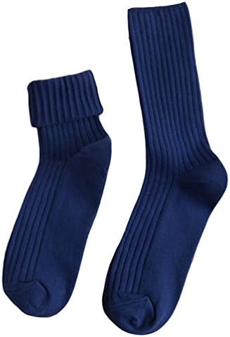 KEKEOCIA Mens Basic Solid Color Business Work Casual Crew Cotton Socks 3 Pack (Navy Blue)