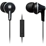 PANASONIC ErgoFit Earbud Headphones with Microphone and Call Controller Compatible with iPhone, Android and Blackberry - RP-TCM125-K - In-Ear (Black)