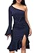AlvaQ Women Side Slit One Shoulder Mermaid hem Dress