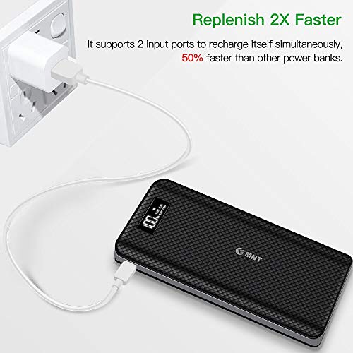 Power Bank 24000mAh High Capacity Portable Phone Charger with 2.4A Output Port, 2A Input Port, LED Indicator and 2 Quick Charging Ports Compatible for Smart Phones, Tablets and Other Devices-Black
