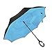 Ylovetoys Inverted Double Layer Windproof Reverse Umbrella for Car and Outdoor Use, Light Blue