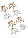 Hestya 4 Pairs Lotus Stud Earrings Ear Jacket Stud for Women and Girls, Silvery and Golden