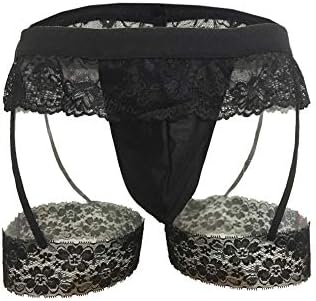wear2me Men's Sissy Pouch Panties Lace Skirted Underwear Thong with Garter Blet