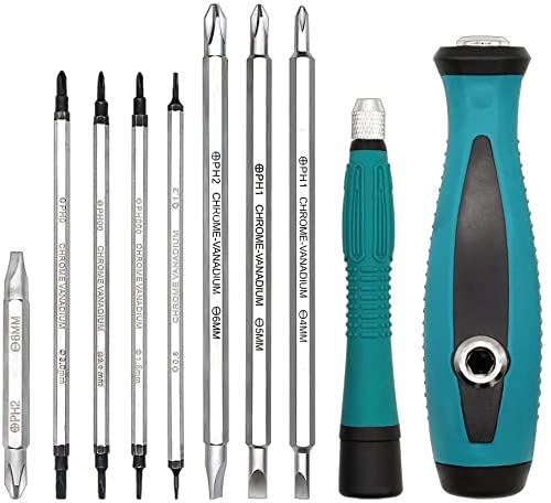 TOOLSTEK Magnetic Slotted Phillips Screwdriver Sets Multi-Bit Long Double Sided Inserts Pentalobe Kit Electronics Screw Drivers Repair Tools for Cell Phone, Tablet, PC MacBook