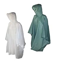 Totes 2 Pack Waterproof Rain Ponchos (Clear & Green, One Size)