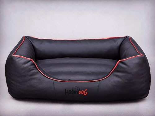 HOBBYDOG Cordura Comfort Dog Bed, 2X-Large, Black/Red Piping