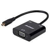 Anbear Micro HDMI to VGA(Male to Female) Video Converter Adapter Gold Plated 1080p with 3.5mm Audio