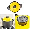 Kitchen-Stoneware-Cooking-Pot-Tureen-Soup-Casserole-Dish-with-Lid-Chinese-SoupClayEarthen-Pot-with-Double-Handle-and-Yellow-Lid-Ceramic-Cookware-Round-Black-25-Liter Kitchen Stoneware Cooking Pot Tureen Soup Casserole Dish with Lid, Chinese Soup/Clay/Earthen Pot with Double Handle and…