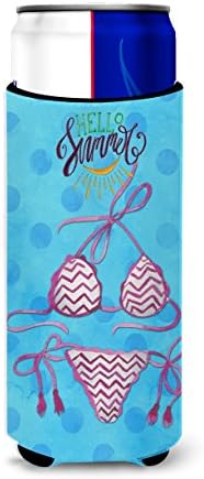 Carolines Treasures Bb8201Muk Bikini Swimsuit Blue Polkadot Michelob Ultra Hugger For Slim Cans, Slim Can, Multicolor