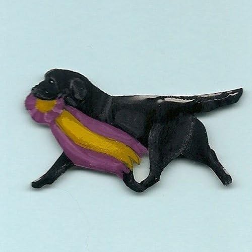 Showstopper Jewelry Dog with Ribbon Lapel Pin - Black Lab
