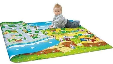 Bhavyam Waterproof Double Side Big Soft Baby Play Mats (Multicolour, Large/6 X 5 ft) with Zip Bag to Carry