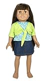 Fiber Craft Springfield Collection Shrug/Skirt for Doll, Lime/Denim