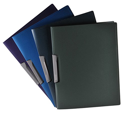 Filexec Products Maxtallic Presentation Folders, Polypropylene, Silver Clip, Assorted Colors, Pack of 4 (50395-6780)