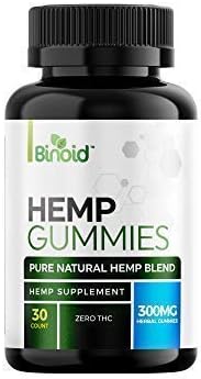 Binoid Premium Hemp Gummies - Zero THC CBD Oil Cannabidiol - for Sleep, Pain, Stress, Anxiety - Made in USA - Omega 3,6,9, Fiber, Vitamin E & B - 20mg Per Serving - 30 Count