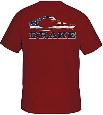 Drake Waterfowl Americana Logo Tee (L, Crimson Red)