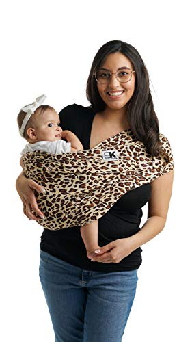 Baby K'tan Print Baby Wrap Carrier, Infant and Child Sling - Simple Wrap Holder for Babywearing - No Rings or Buckles - Carry Newborn up to 35 lbs, Leopard Love, S (W Dress 6-8 / M Jacket 37-38)