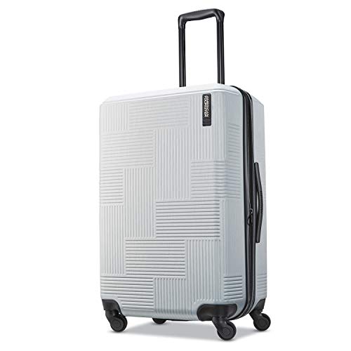 American Tourister Stratum XLT Expandable Hardside Luggage with Spinner Wheels, Bright Silver