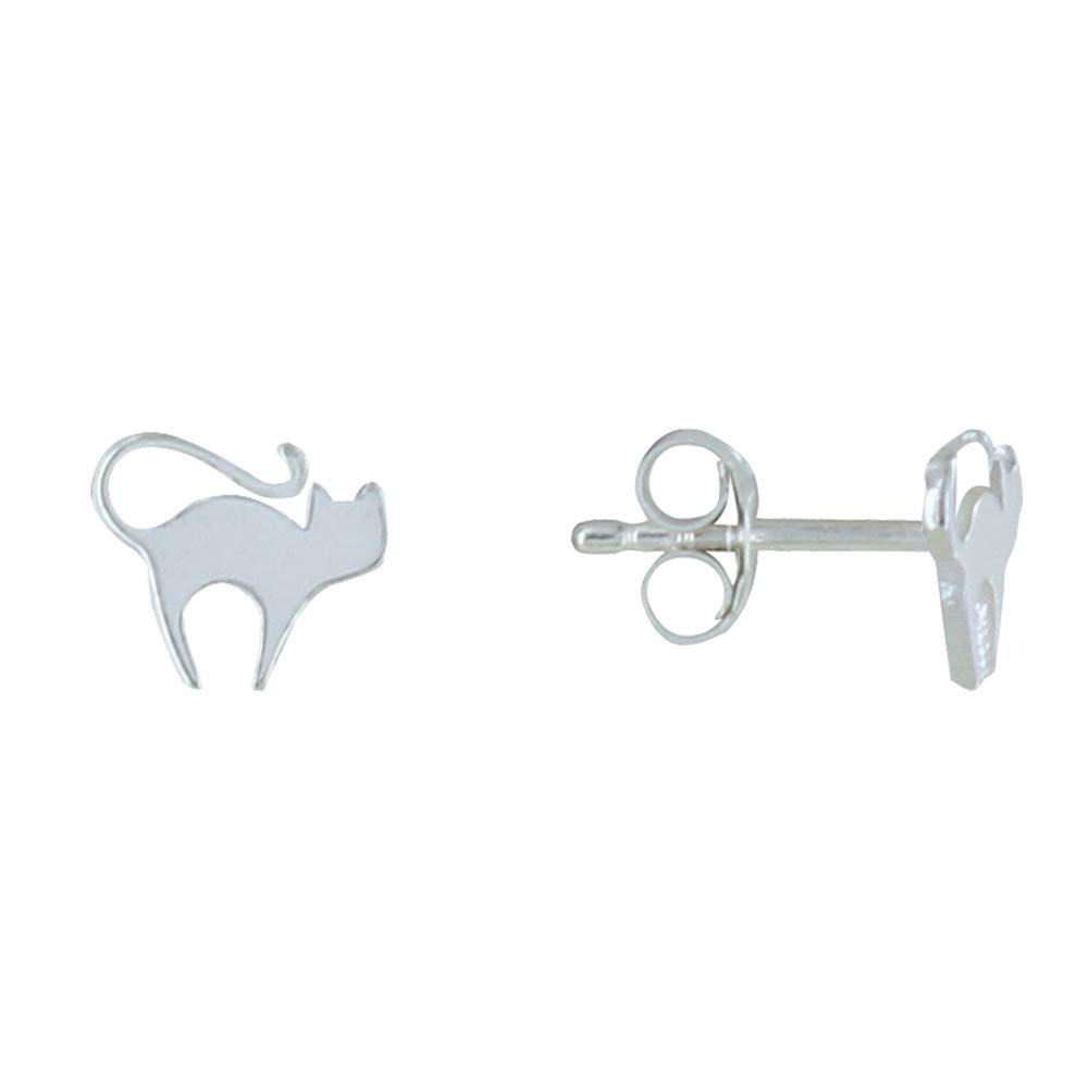 LES POULETTES BIJOUX - Sterling Silver 925 Earrings Cat Silhouette