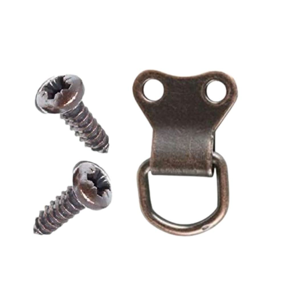 D Ring Picture Hangers Bronze Finish Heavy Duty D-Ring Hangers Canvas Hooks Wall Bracket with Screws 2-Hole for Home Wall Decoration Pack of 10