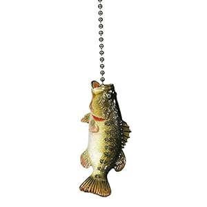 Large Mouth Bass Fishing Lodge Ceiling Fan Pull Light Chain